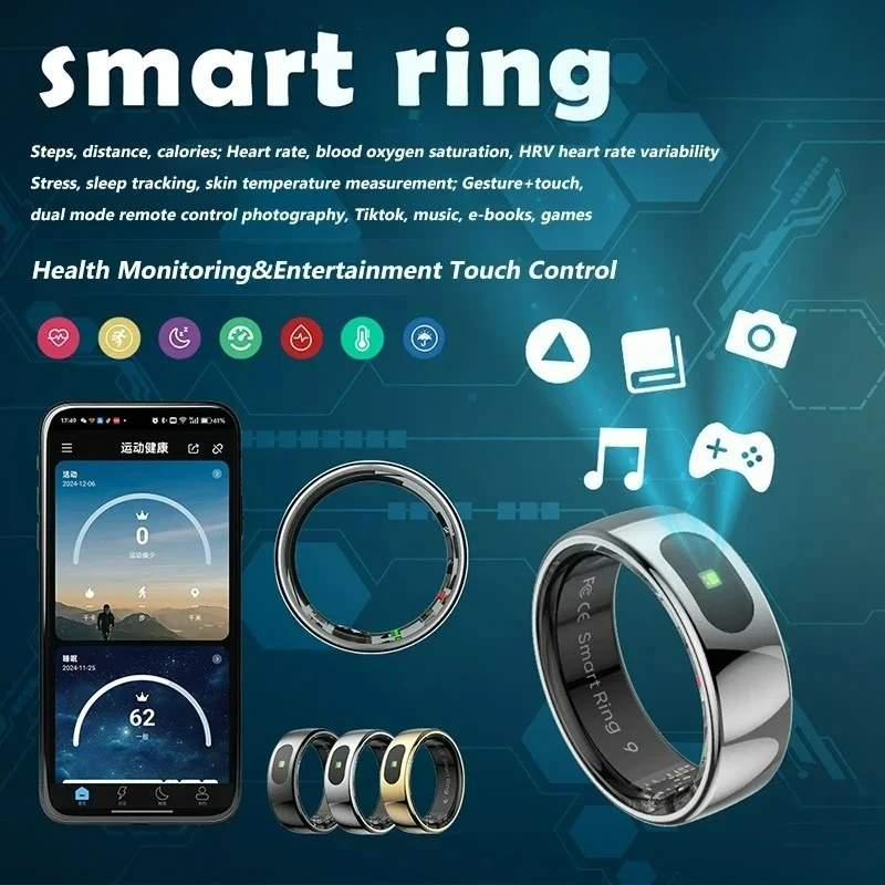 Temperature Ring Skin - แหวนอัจฉริยะรุ่นใหม่จาก HY Digital สำหรับผู้ชายและผู้หญิง ควบคุมด้วยระบบสัมผัส ตรวจวัดสุขภาพ